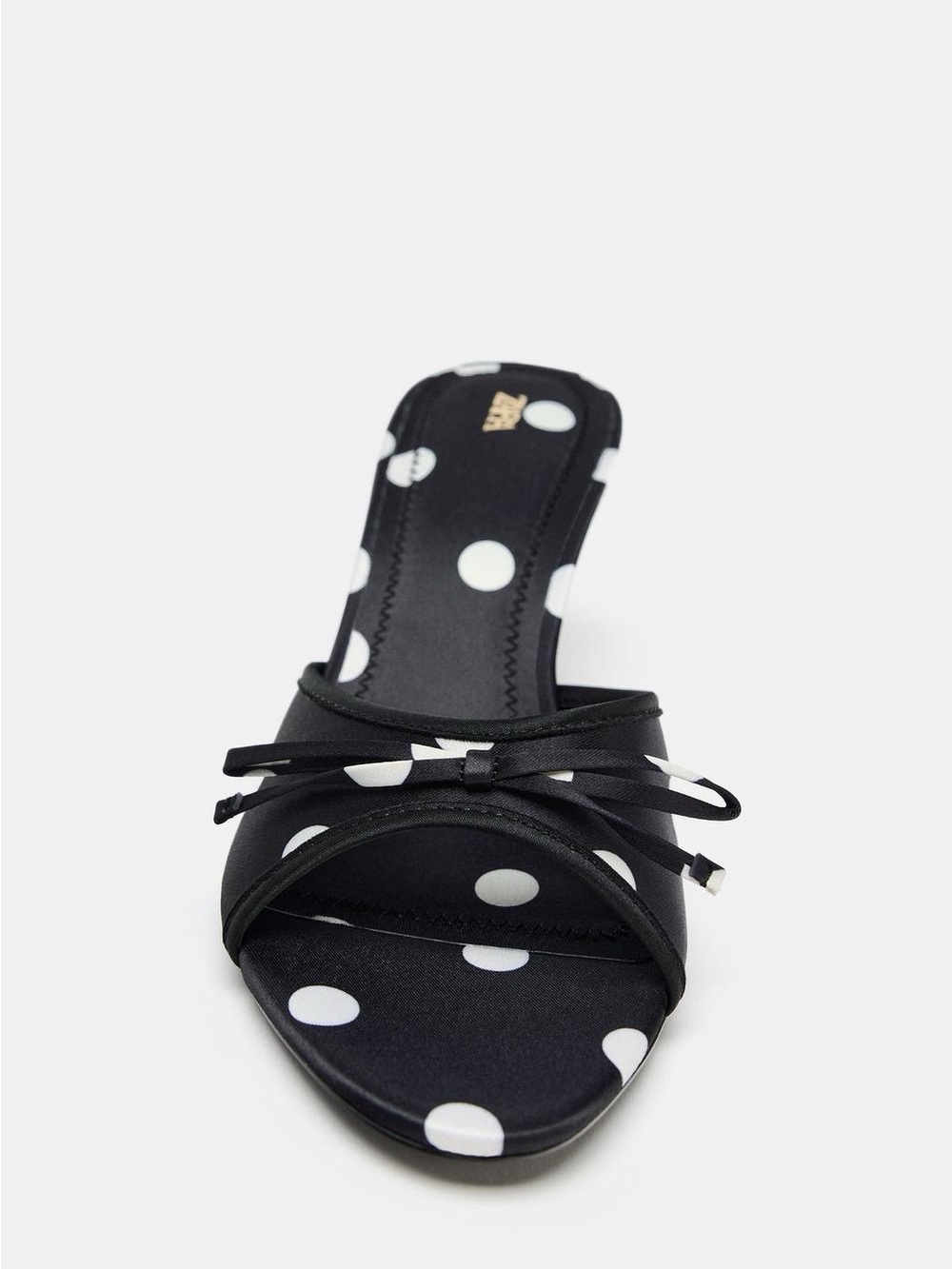 Zara Mule Sandals Polka Dot Heeled Sandals Bow party Sz 8.5 NEW - Picture 2 of 3